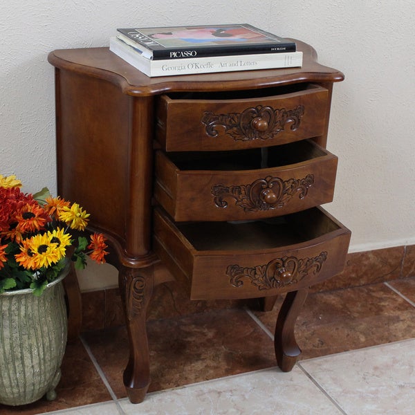 International Caravan Windsor Carved 3-Drawer Night Stand