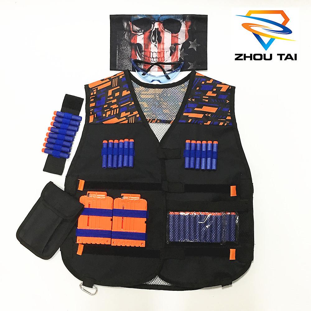 Born Pretty Kids Tactical Vest Kit For Nerf Guns Series With Refill Darts Reload Clips Mask Wrist Band And Protective Glasses Outdoor Toys