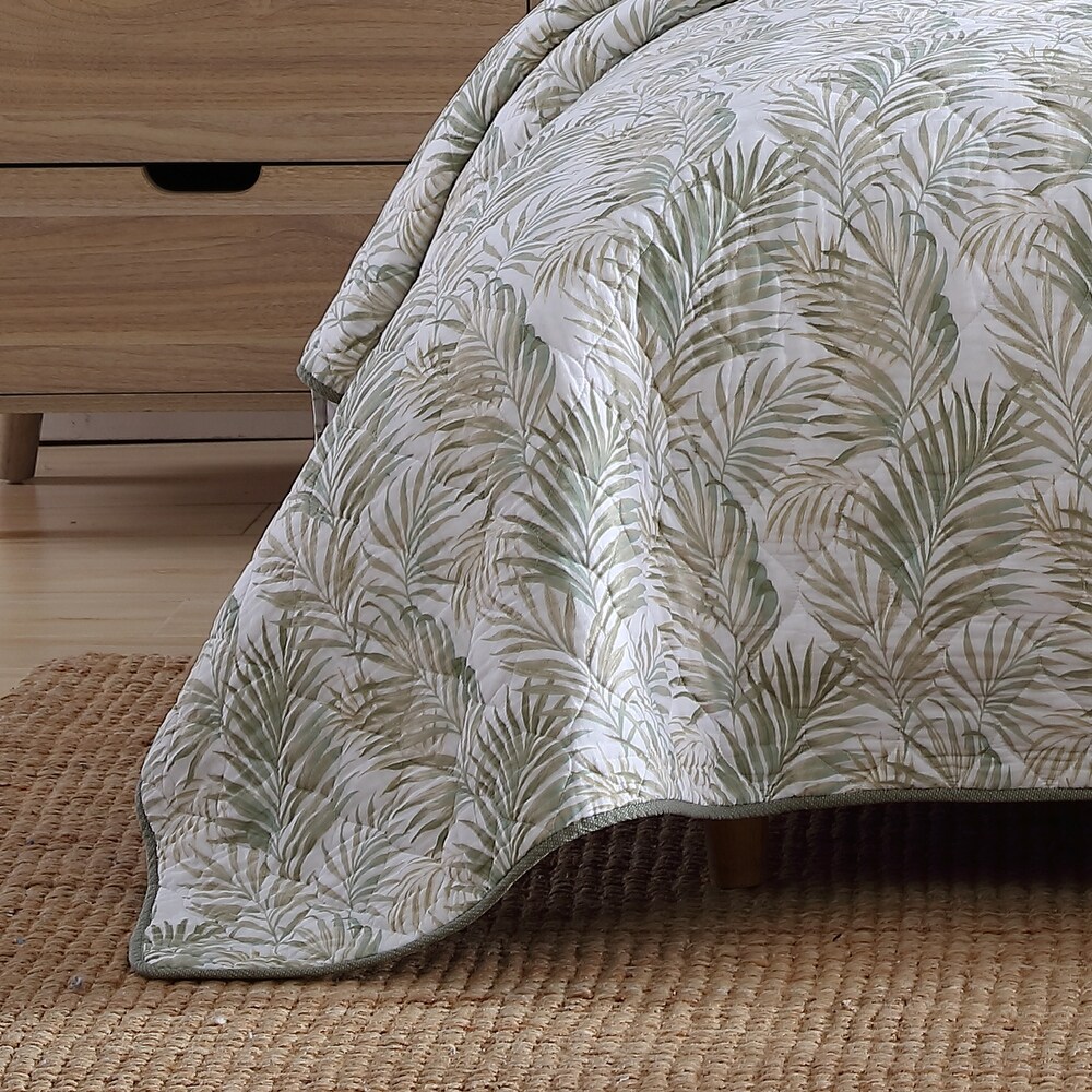 Tommy Bahama Maui Palm Green Cotton Reversible Quilt Set