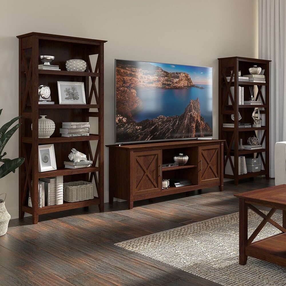 Key West TV Stand for 70 Inch TV with Bookcases by Bush Furniture