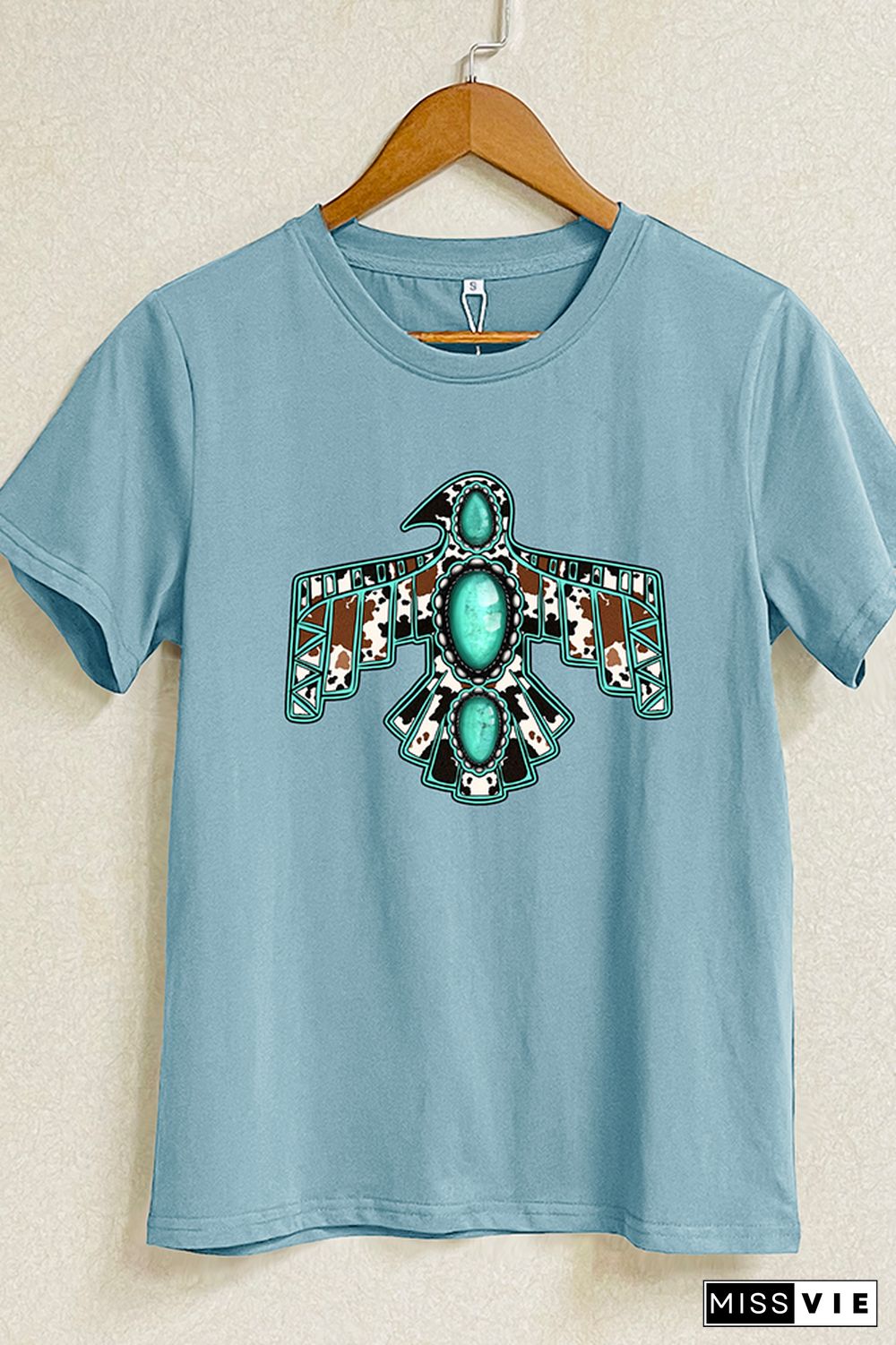 Cowhide Turquoise Thunderbird Graphic T-Shirt Wholesale