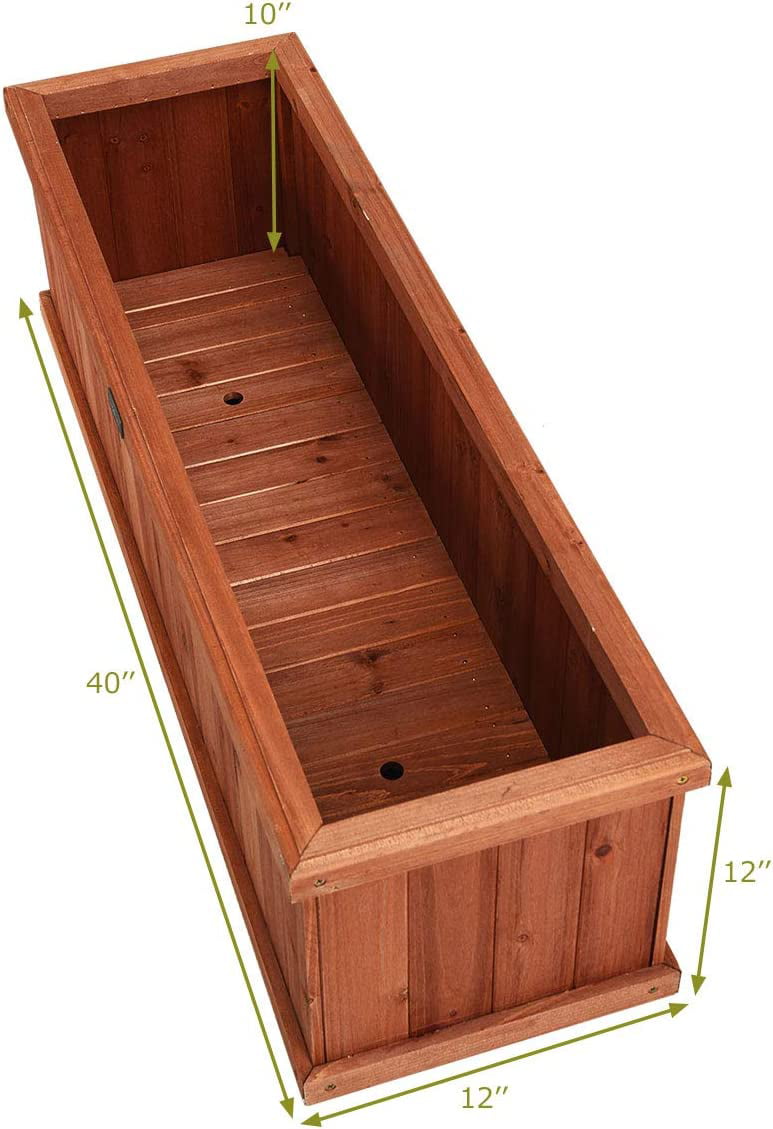 Raised Garden Bed Flower or Vegetable Planter Window Mounted Plant Box for Garden, Yard Wood Box for Planting (40" LX12 WX12 H)