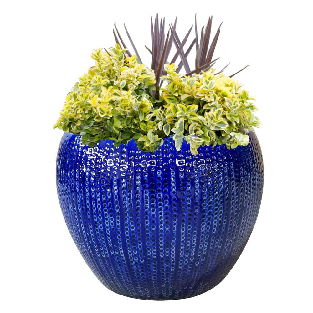 Trendspot 17 in. Dia Blue Calistoga Ceramic Planter CR01509N-17M