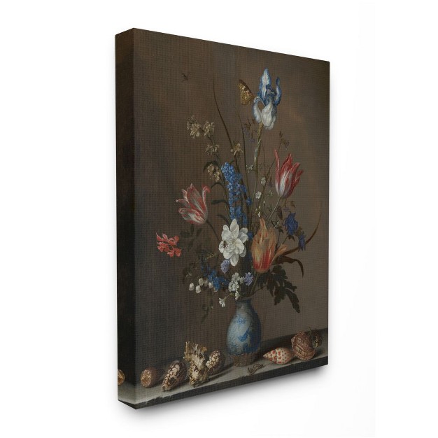 Stupell Industries Vintage Bouquet Design With Butterfly Shell Accents Gallery Wrapped Canvas Wall Art 24 X 30