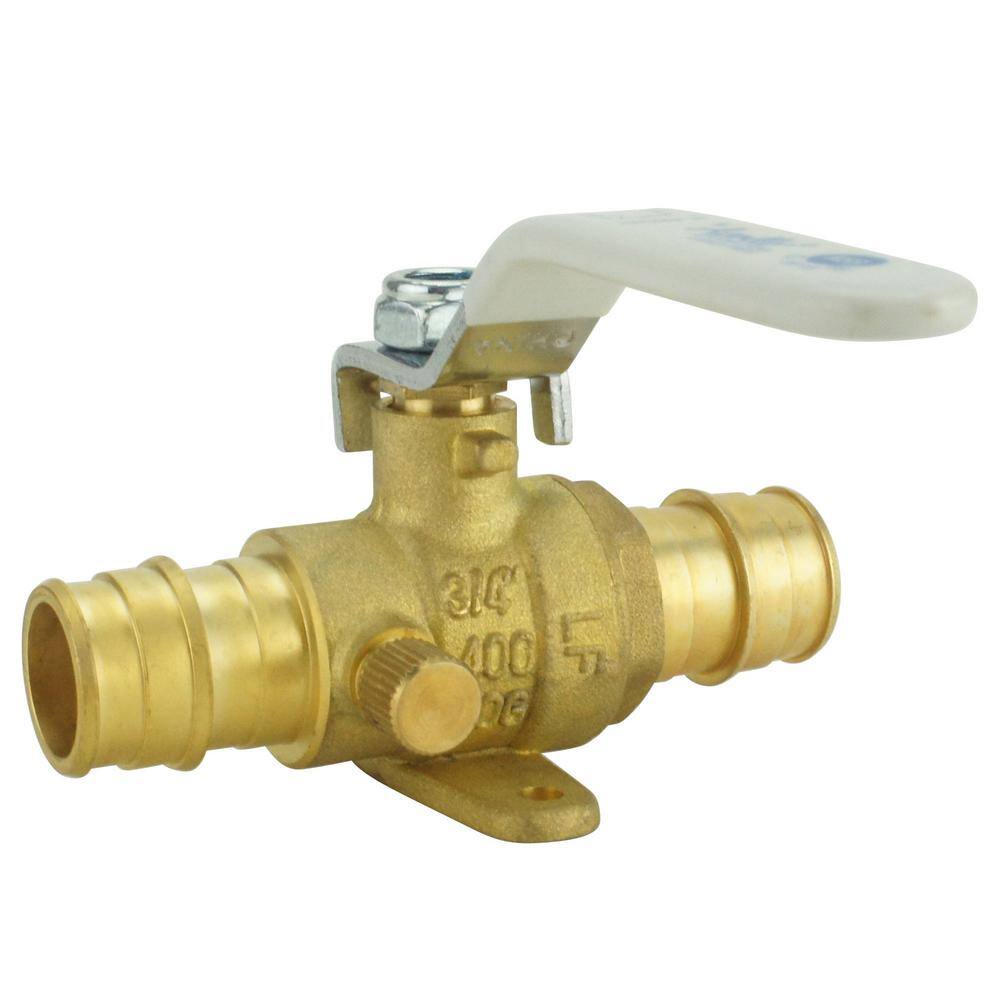 Apollo 34 in. Brass PEX-A Barb Ball Valve with Drain and Mounting Pad EPXV34WD