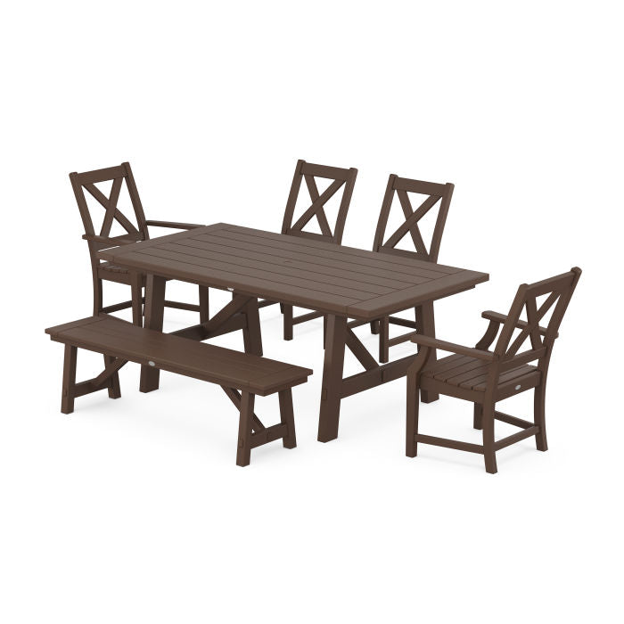 Polywood Braxton 6-Piece Rustic Farmhouse Dining Set With Trestle Legs PWS1071-1