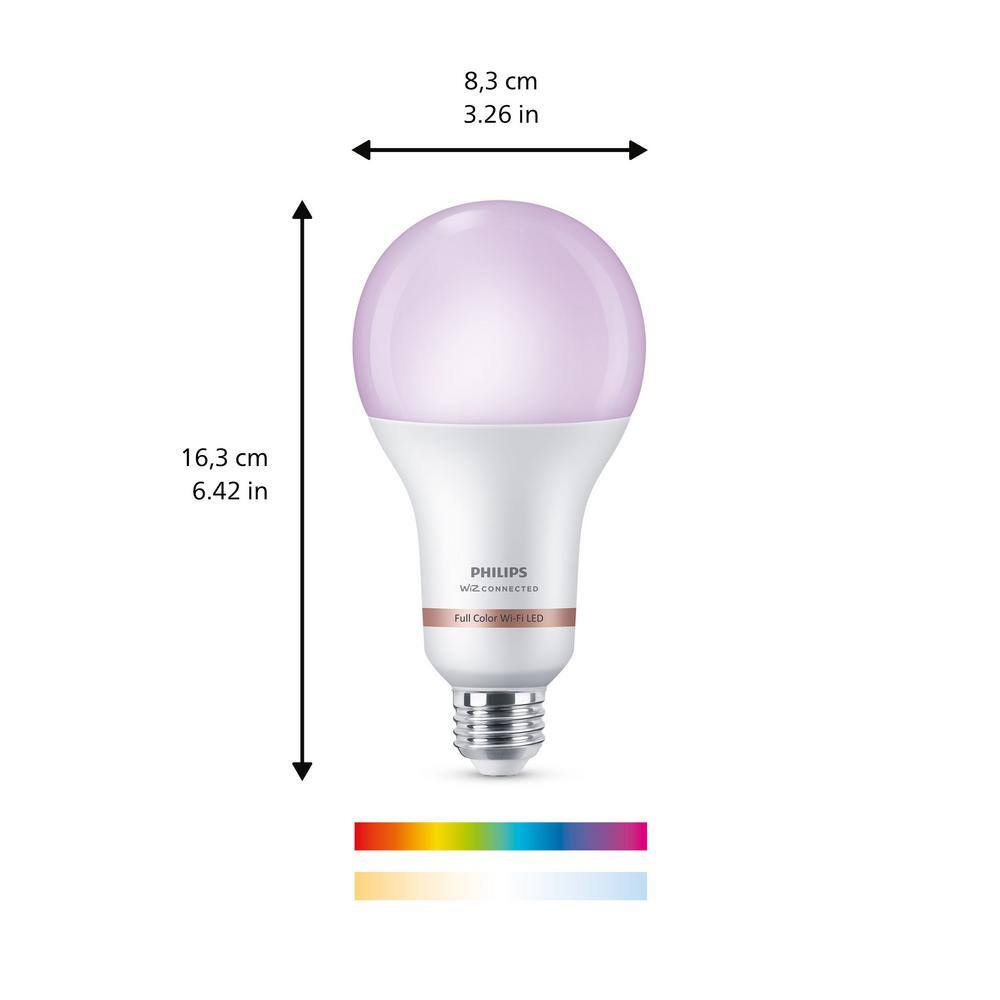 Philips 150-Watt Equivalent A23 LED Dimmable Smart WiFi Connected LED Light Bulb Color and Tunable White 2200K 6500K (4-Pack) 578716