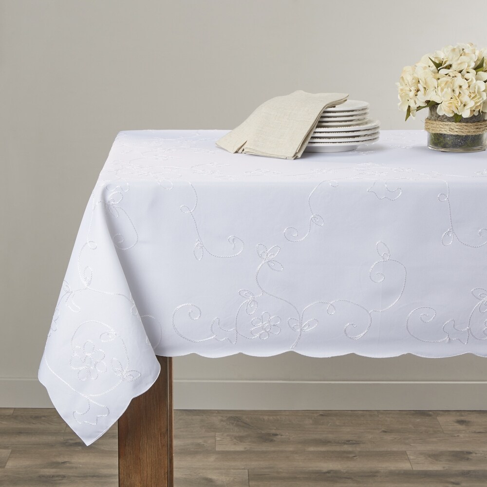 Violet Linen Dublin Embroidered Pattern Tablecloth