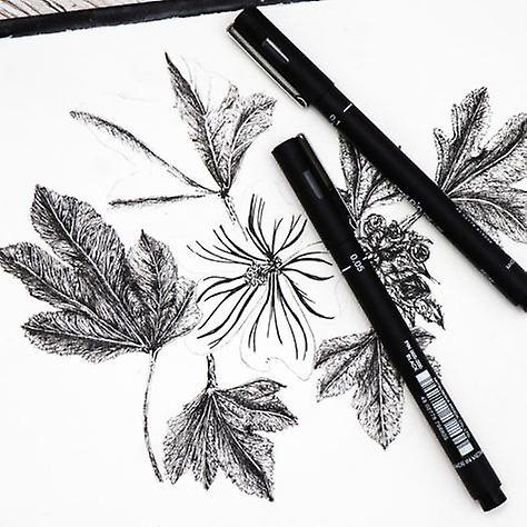 Uni-Ball Pin Fine Line Drawing Pen Set of 12 (0.05 - 0.8mm)， Black