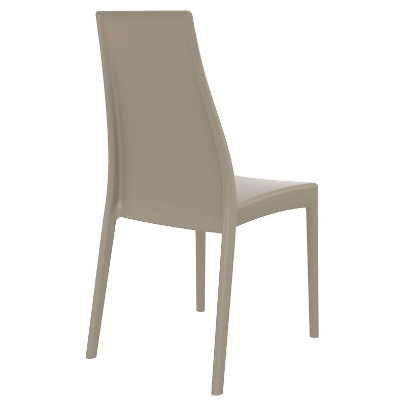 37 Taupe Outdoor Patio Solid High Back Dining Chair