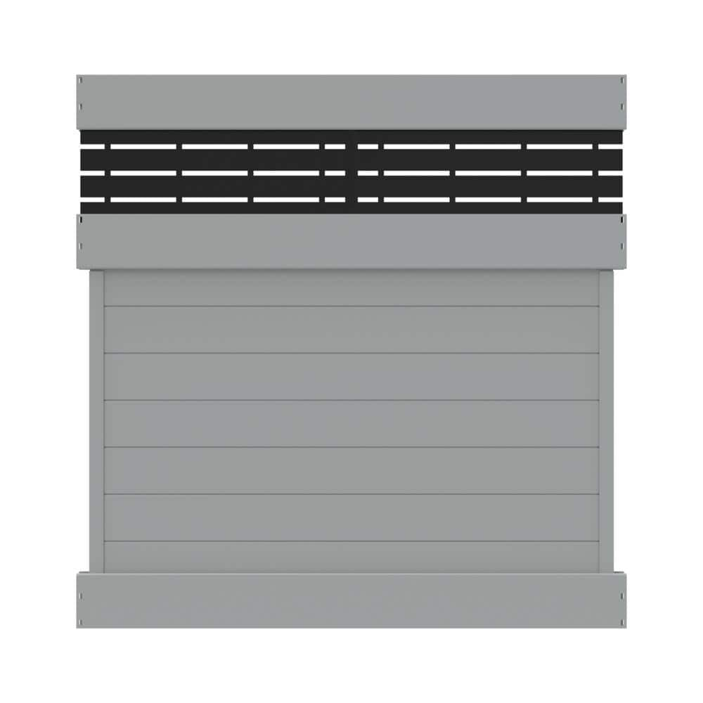 Barrette Outdoor Living Horizontal Fence Boardwalk 6 ft. x 6 ft. Vinyl Privacy Panel Kit with DSP Top Gray 73045802