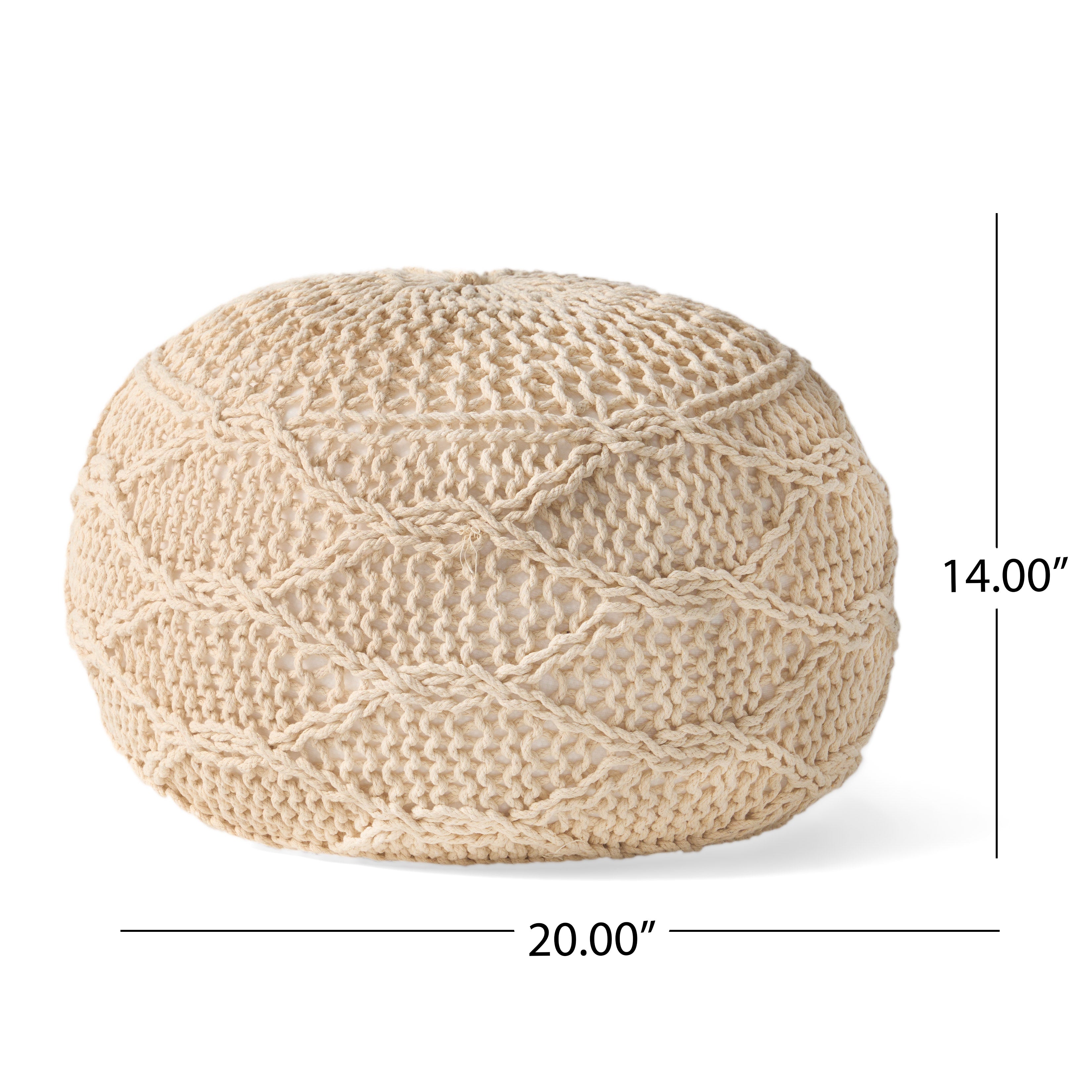 Woodbine Modern Knitted Cotton Round Pouf