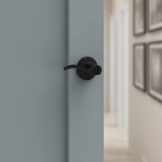 Kwikset Balboa Matte Black Keyed Entry Door Handle featuring SmartKey Security and Microban Technology 405BL514SMTK4V1