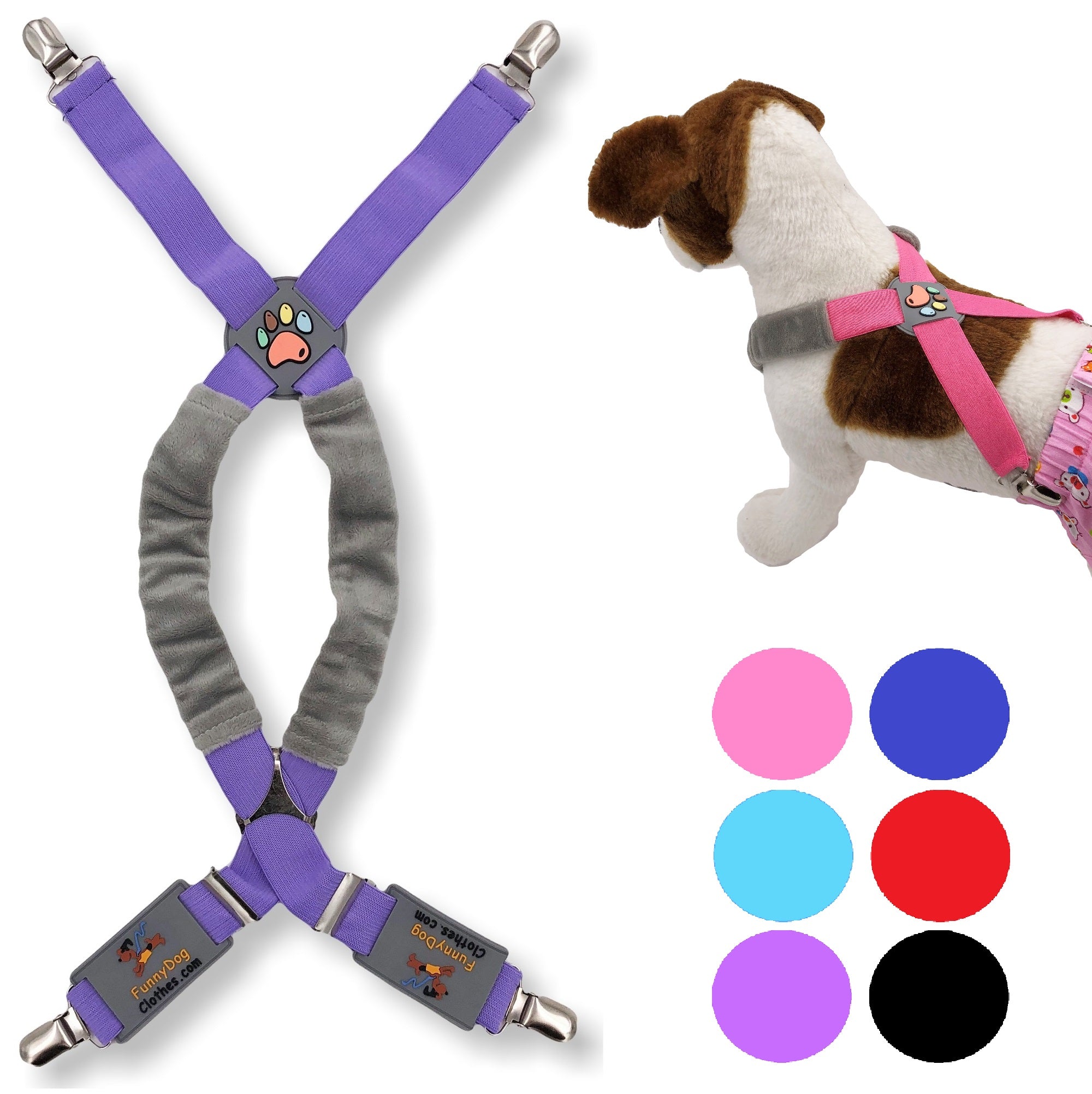 Dog Suspenders for Pet Clothes Apparel Diapers Pants Skirt Belly Bands Sz XS/M Fits Pet 9lb - 25lb