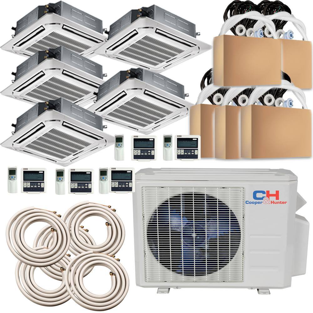 Ramsond Sophia 48000 BTU 4 Ton 21.5 SEER 5 Zones Cassette Multi-Zone Ductless Mini Split Air Conditioner with Heat Pump 230V CH0909090909MSPHCT230VI-CH48MSPH230V