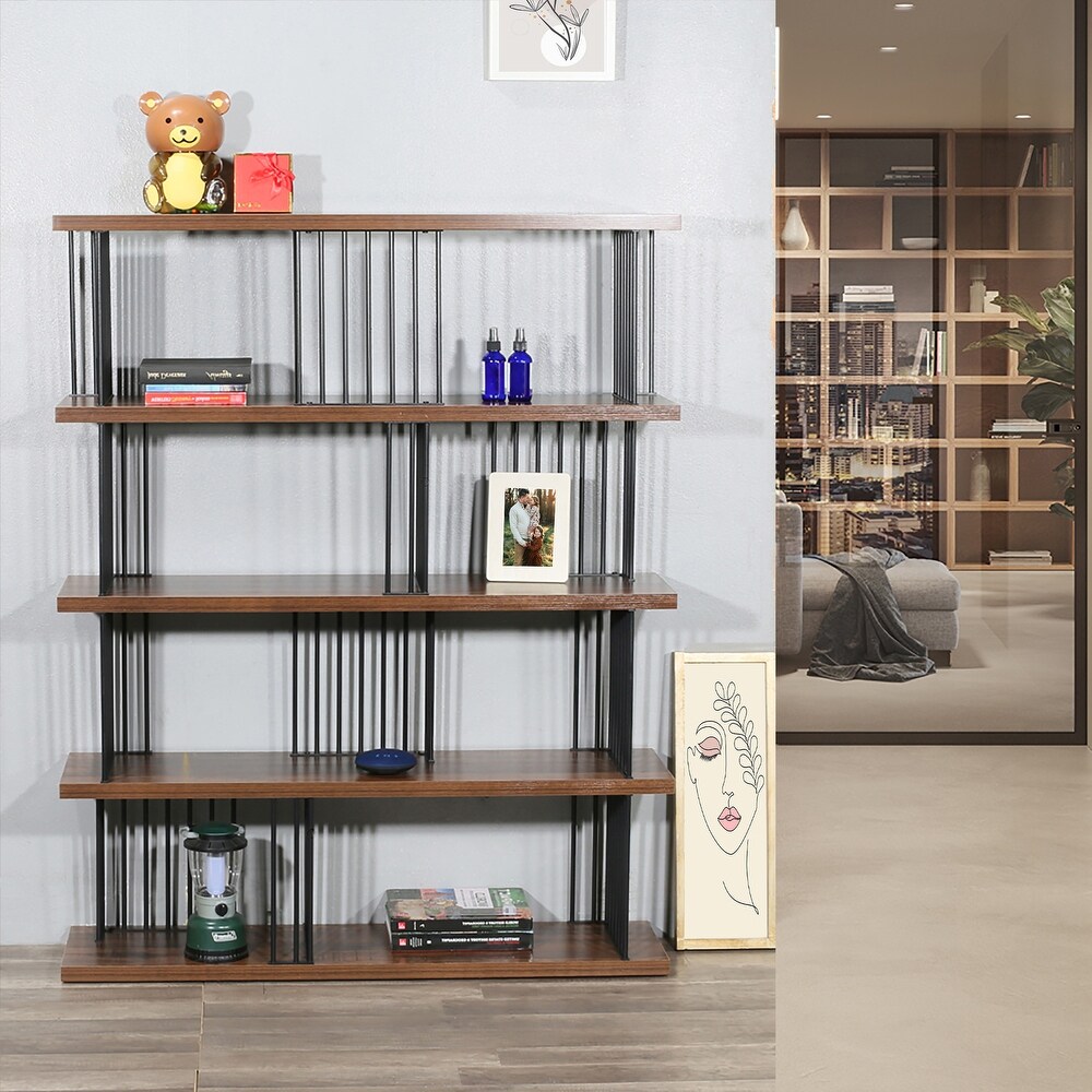 DAVEE Modern   Contemporary Antique Wood 4 tier Bookcase   57.87*47.24*11.81 inches