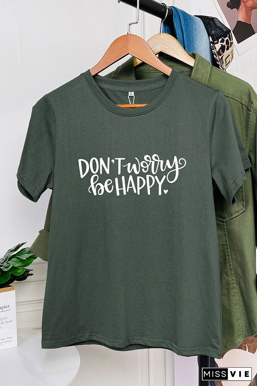 Don't Worry Be Happy Short Sleeve Graphic Tee Wholesale