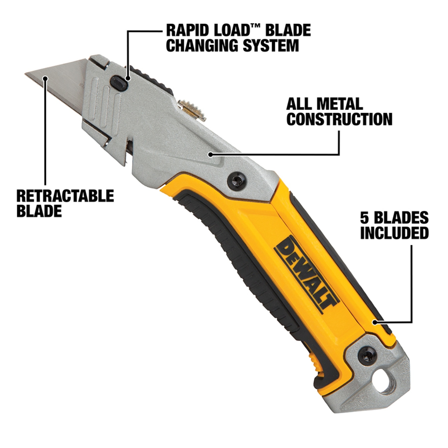 DW 9-1/4 in. Retractable Utility Knife Black/Yellow 1 pk