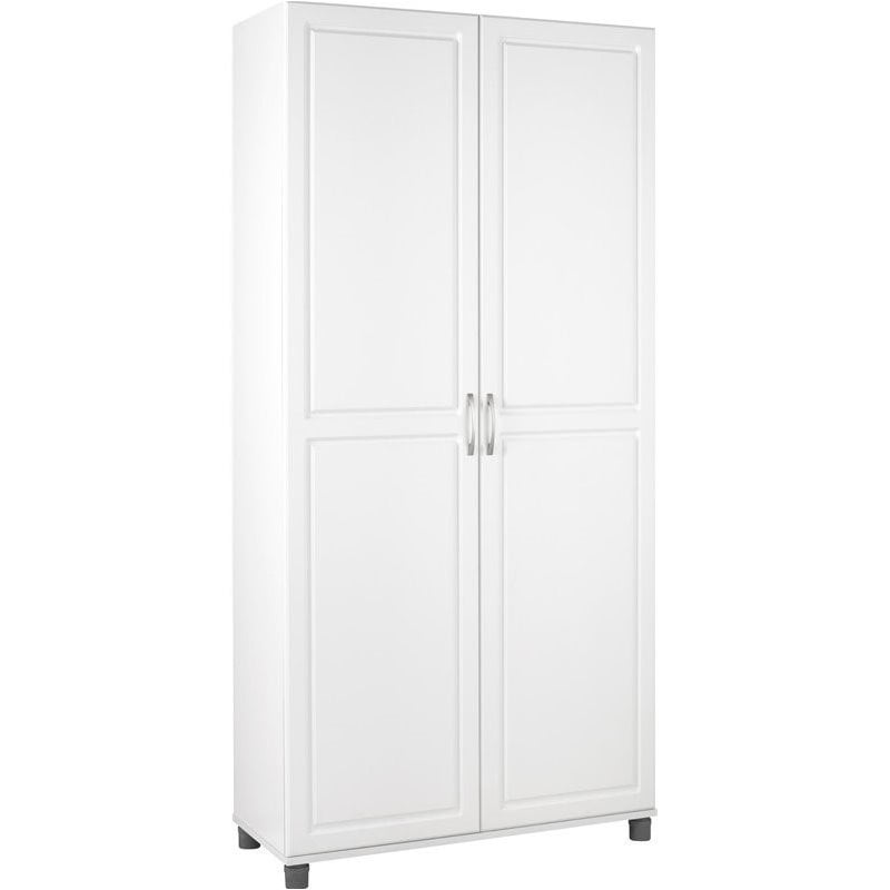 Pemberly Row 36 Storage Cabinet， Kitchen Pantry Cabinet in White Aquaseal