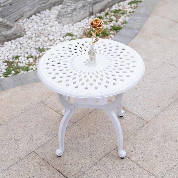 Outdoor Side Tables，Cast Aluminum Patio End Tables，AntiRust Coffee Table for Garden Patio Lawn