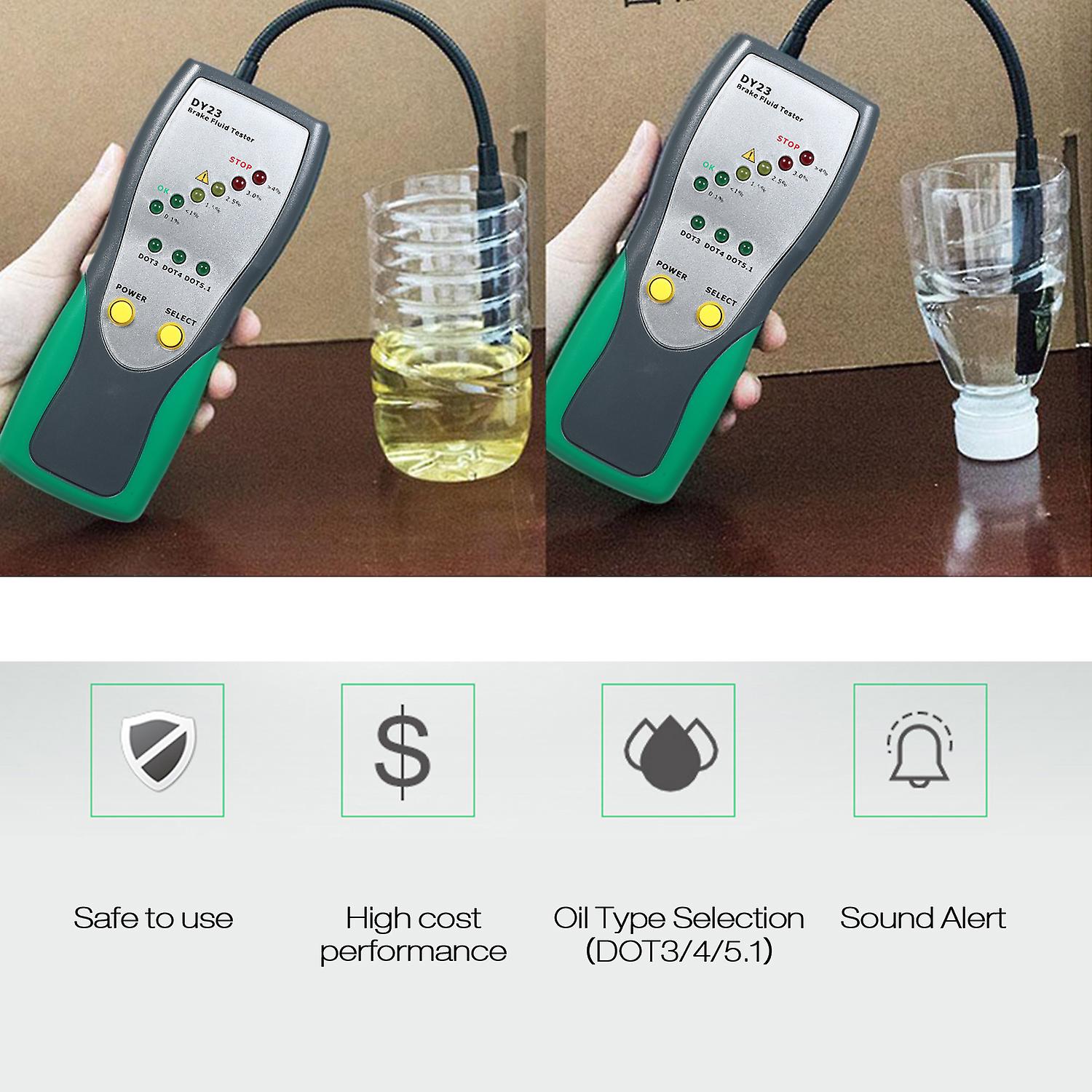 1 X Brake Fluid Tester，1 X User Manual， Battery