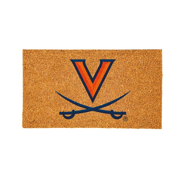 Evergreenncaavirginia Cavaliers Logo Natural Coir 28 X 16 Inches Indoor Outdoor Doormat