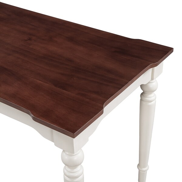 Wood Retro Classical Dining Table， Cherry Top+White Legs