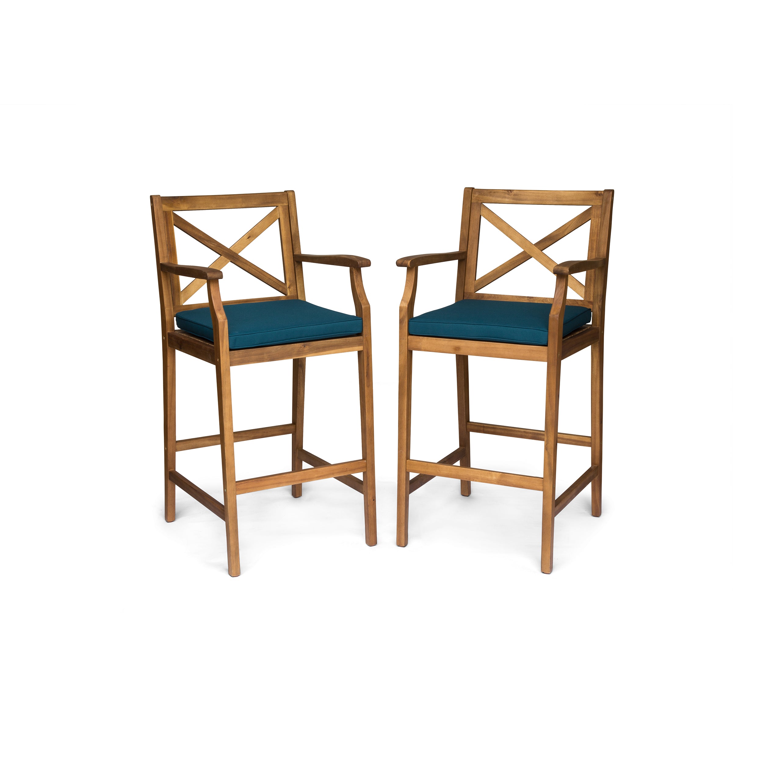 Logan Outdoor Acacia Wood Barstool (set of 2)