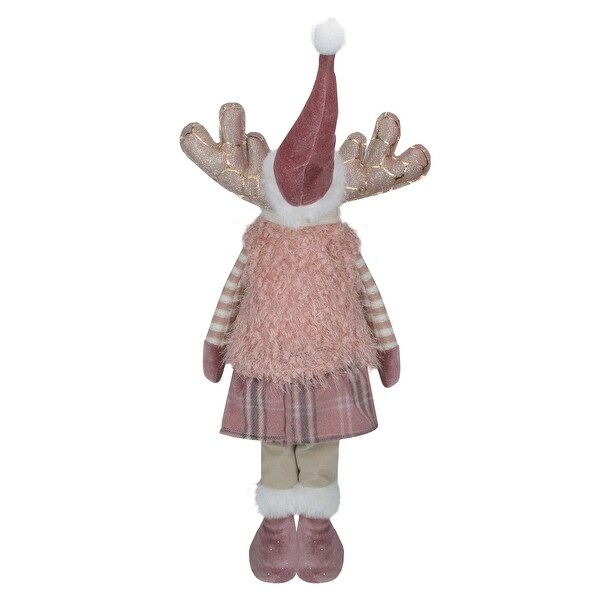 Standing Girl Moose Christmas Figurine