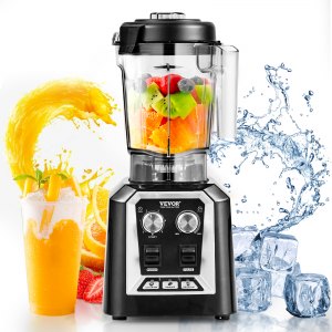 VEVOR Professional Blender， Commercial Countertop Blenders， 68 oz Glass Jar Blender Combo， Stainless Steel 3 Functions Blender， for Frozen Drinks， Shakes， Smoothies， Peree， and Crush Ice， Black