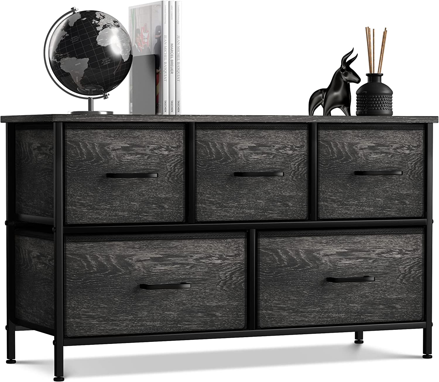 Sorbus TV Stand Dresser - Fabric TV Riser with Drawers - Great for Bedroom & Living Room Storage, Portable Horizontal Chest of Drawers with Cloth Cube Drawers, Wide & Slim Entertainment Center Table