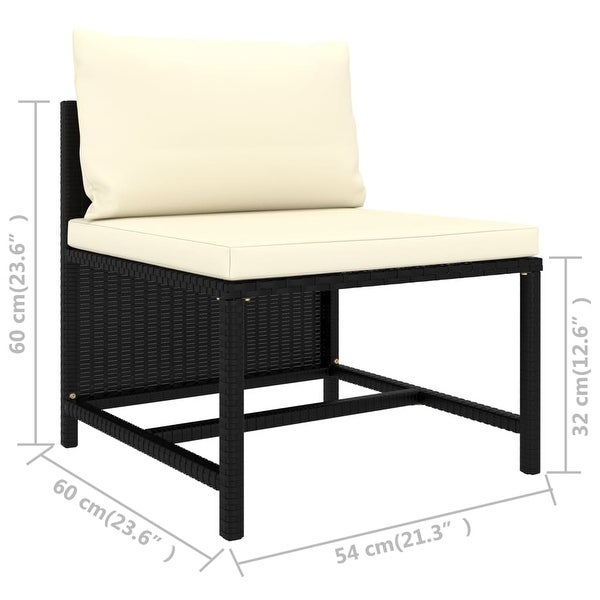 4-Seater Garden Sofa with Cushions Black Poly Rattan - Overstock - 35097464