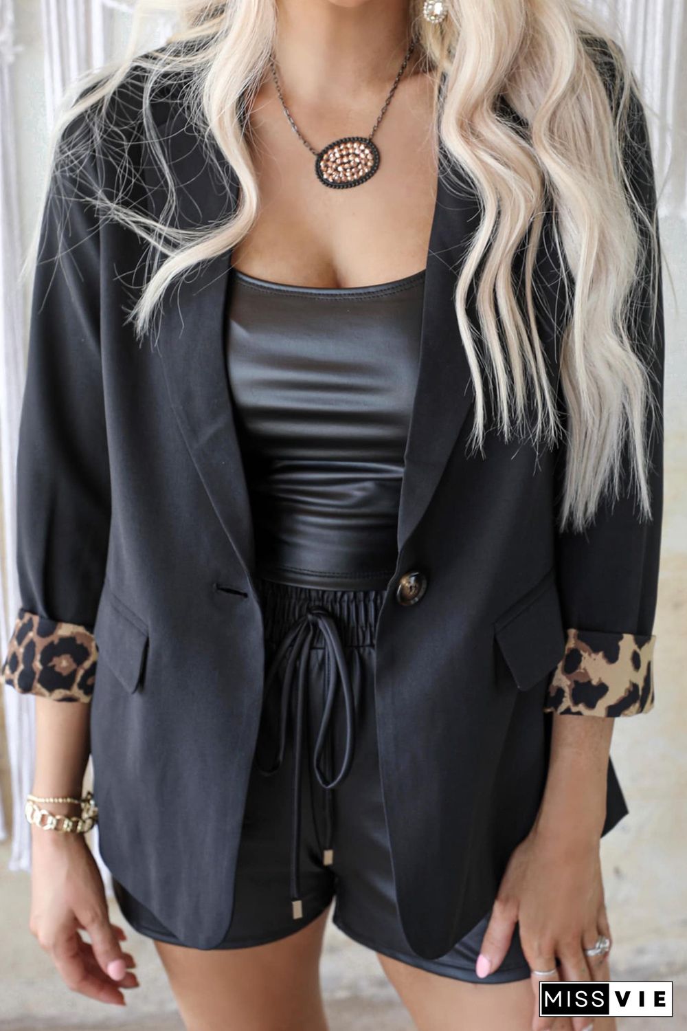 Black Leopard Lined Blazer