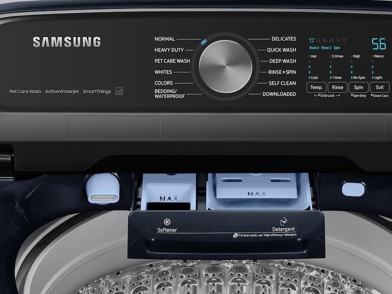 Samsung WA54CG7150AD 5.4 Cu. Ft. Smart Top Load Washer With Pet Care Solution And Super Speed Wash In Brushed Navy