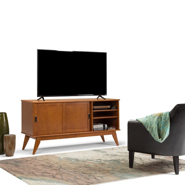 WYNDENHALL Tierney SOLID HARDWOOD 60 inch Wide Mid Century Modern TV Media Stand For TVs up to 65 inches - 60