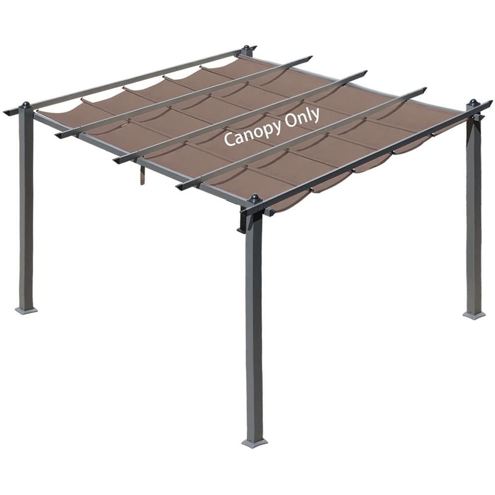 Aoodor Replacement Pergola Replacement Canopy Retractable Shade Brown Fabric