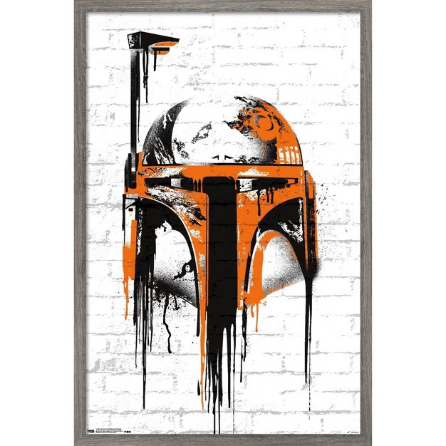 Trends International Star Wars Saga Boba Fett Black And Orange Framed Wall Poster Prints