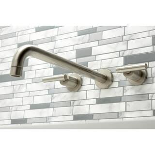 Kingston Brass Manhattan 2-Handle Wall Mount Tub Faucet in Brushed Nickel (Valve Included) HKS8048CML