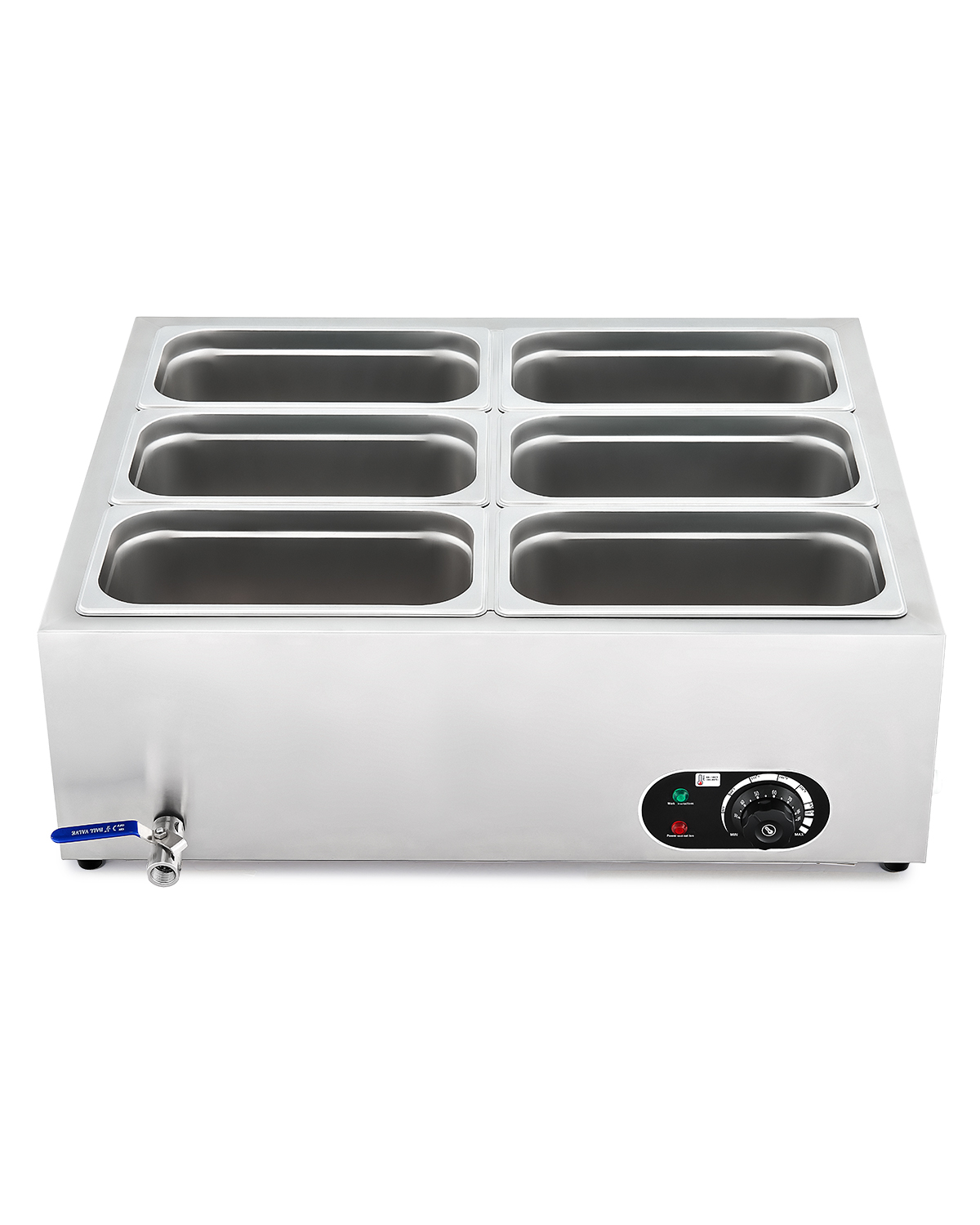 Wilprep Commercial 6 Pan Bain Marie Food Warmer 1200W 38 Quart Electric Buffet Warmer