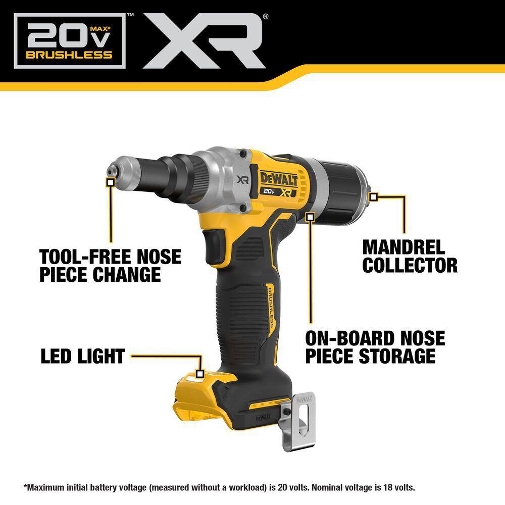 DW 20-Volt Maximum XR Brushless Cordless 14 in. Rivet Tool (Tool Only) DCF414B