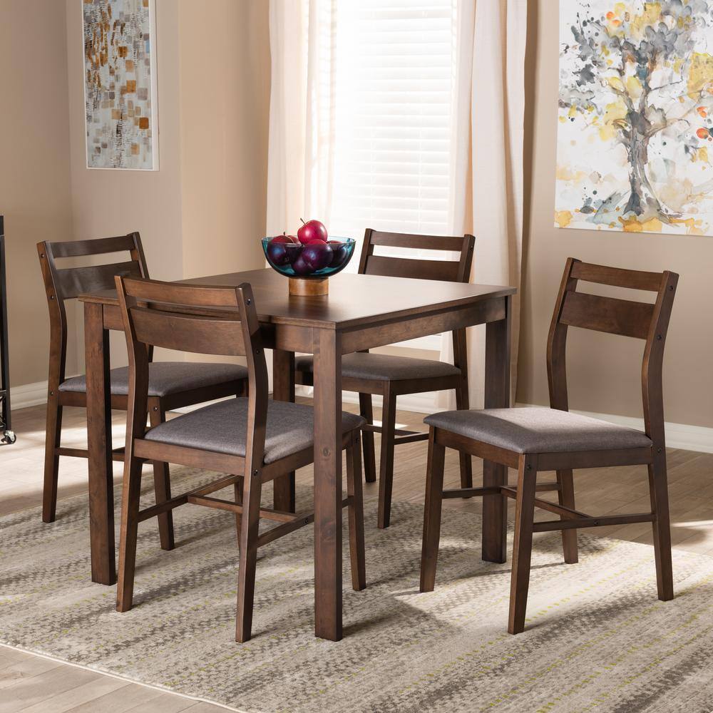 Baxton Studio Lovy 5-Piece Gray Dining Set 155-9579-HD