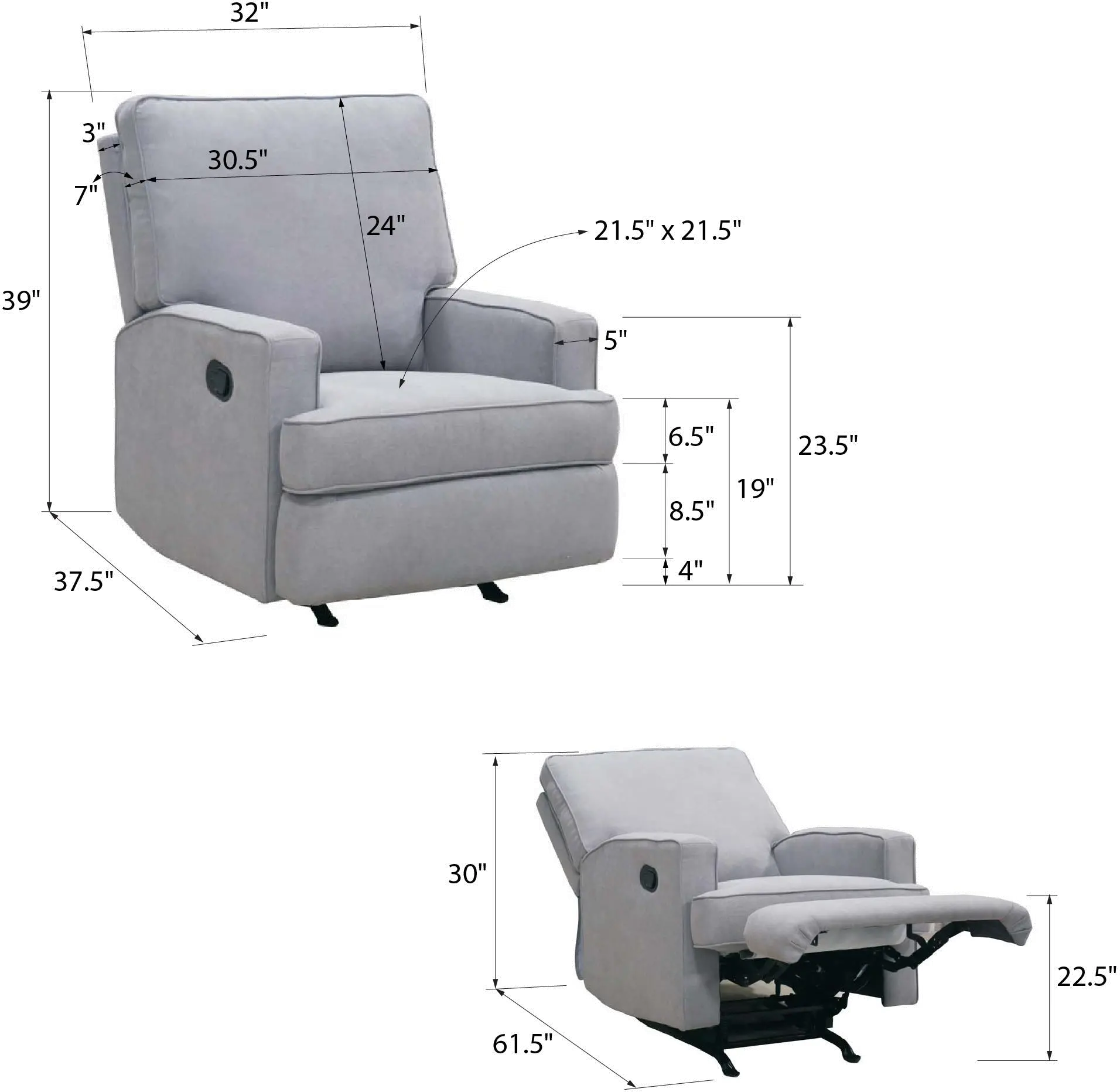 Shella Taupe Nursery Rocker Recliner