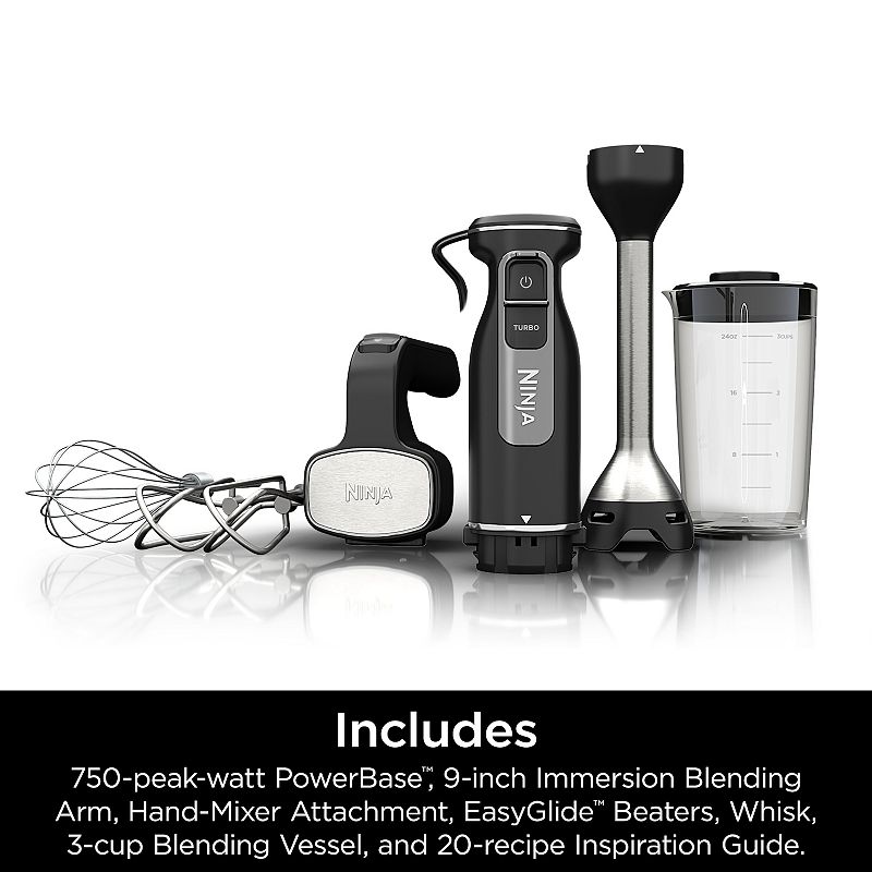 Ninja Foodi Power Mixer System Hand Blender and Hand Mixer Combo with 3 Cup Blending Vessel (CI101)