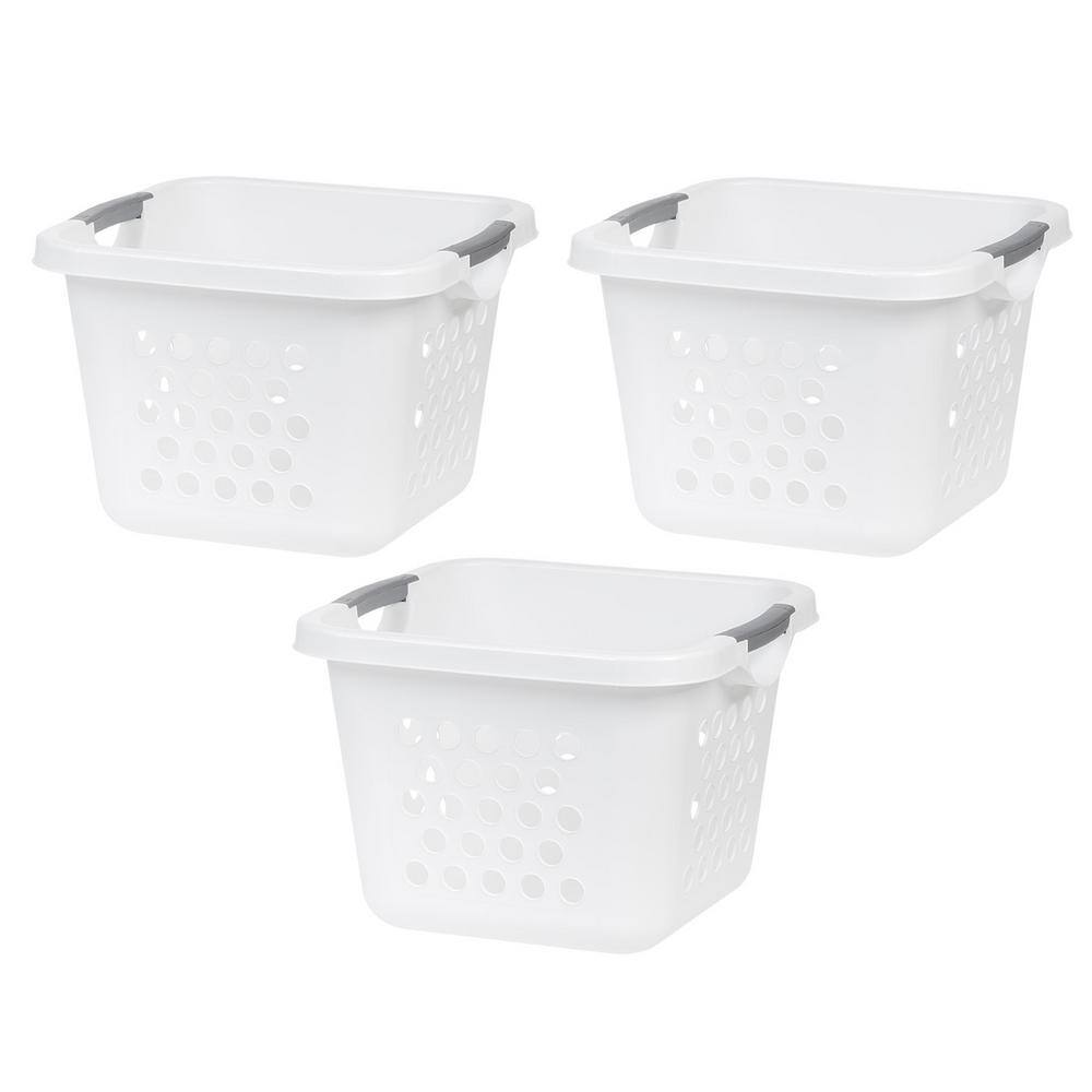 IRIS 30 L Compact Laundry Basket and Hamper Plastic Storage Basket or Organizer with Easy Lift Handles (3-Pack) 584155