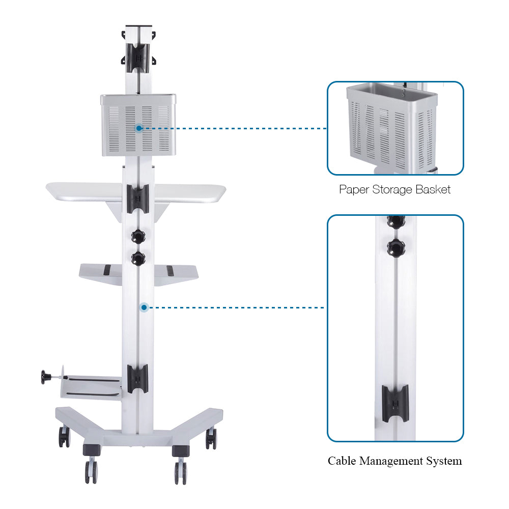 Yescom PC Computer Desktop Rolling Mobile Cart Workstation