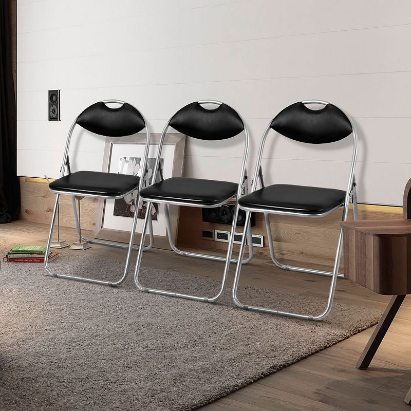 6 Pieces U-Shape Folding Chairs with Hollow Handle