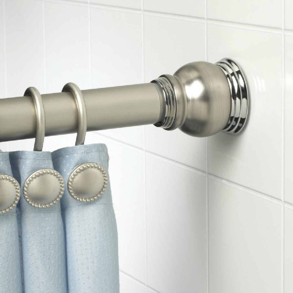 Zenith Shower Curtain Rod Satin Nickel/Chrome Plated Aluminum