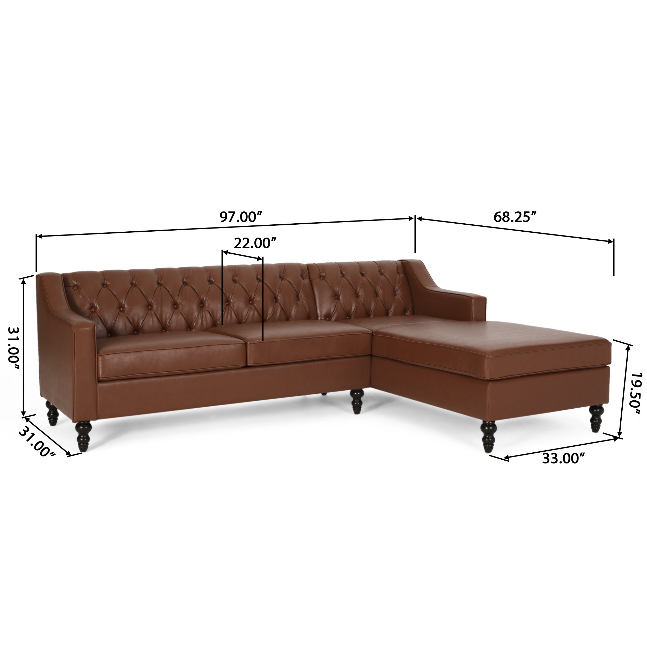 Bluewater Contemporary Tufted Chaise Sectional