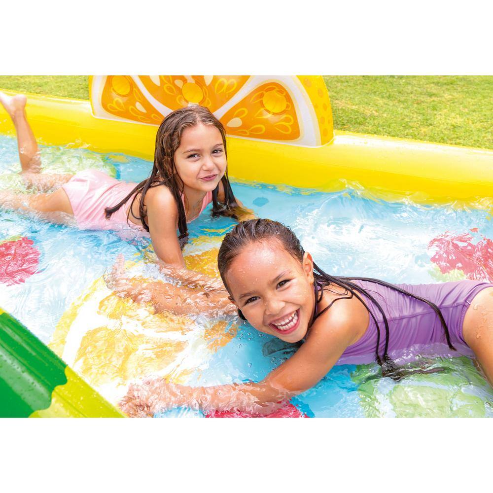 Intex Fun'N Fruity 96 in. x 75 in. x 36 in. Outdoor Inflatable Kiddie Pool and Play Center with Slide 57158EP