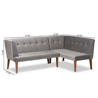 Baxton Studio Stewart Grey and Walnut Brown Dining Sofa Bench 214-11699-HD